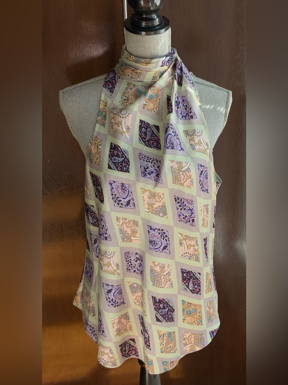 CINQ A SEPT Adalynn Diamond Sea Paisley Print Top